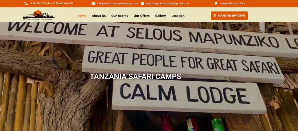 Selous Mapumziko Lodge website project