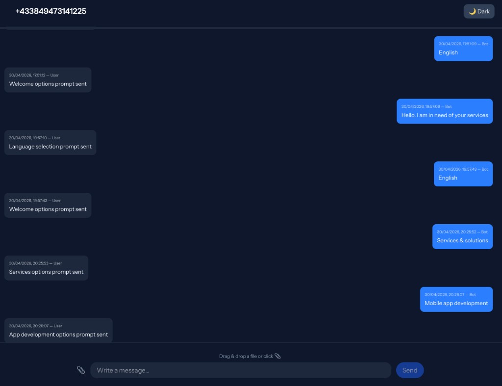WhatsApp AI chatbot interface
